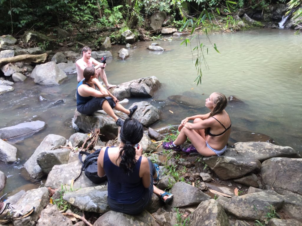taking a breather after hiking in Fiji