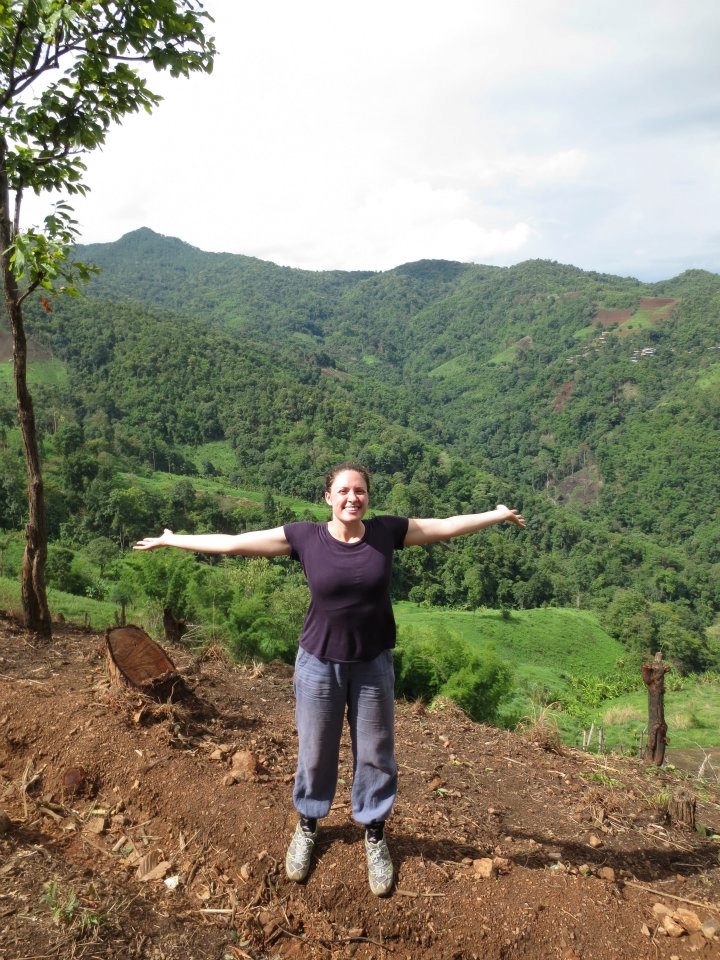 Natalie up a mountain